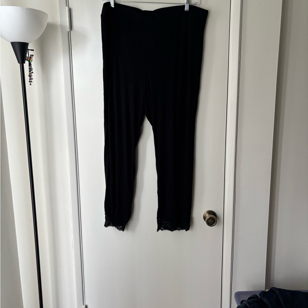Torrid Black Leggings with Lace Trim